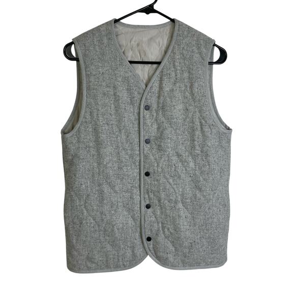 SuitSupply Quilted Bodywarmer Vest Mens XS Gray Jacket Reversible Snap Front - Picture 1 of 13